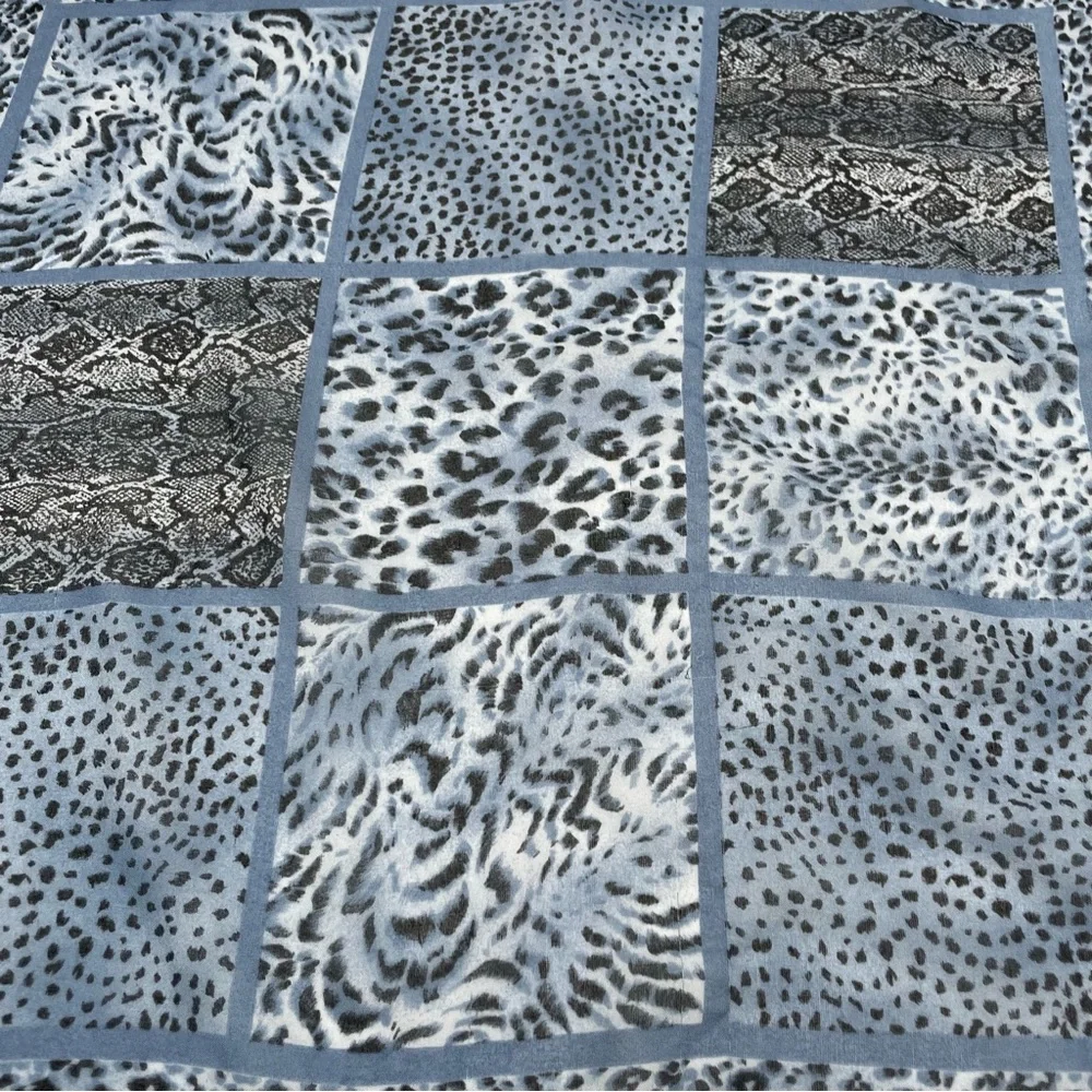 Vintage Animal Print Scarves Set of Three Leopard Zebra Tiger‎ Snake Blue Black
